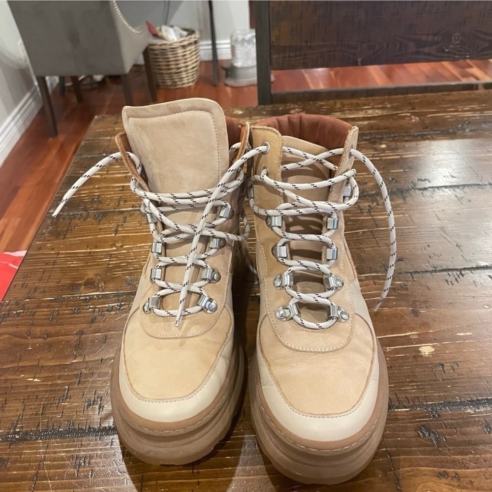 & Other Stories Off White / Beige Lace Up Boots Size EUR 38 US 8 Great Preowned